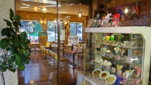 早川を望む、明るい店内。